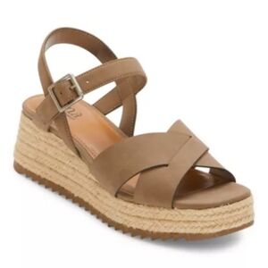 NWT a.n.a Women's Eloise Espadrille Square Toe Wedge Sandal in Porchini - 7M